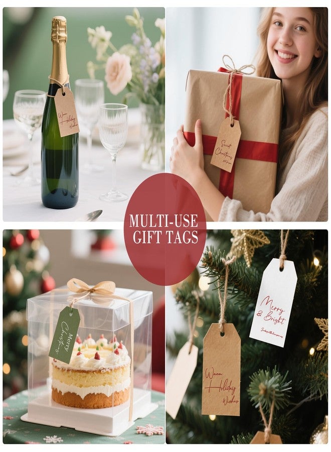 سي 2يو بطاقات هدايا عيد الميلاد من C2U - عبوة من 48 بطاقة هدايا للعطلات مع خيوط الجوت - 8 تصاميم احتفالية فارغة من الخلف - بطاقات أسماء ورقية لعيد الميلاد للتغليف، والأعمال اليدوية، وزينة عيد الميلاد، ووضع علامات على الهدايا - Image 5